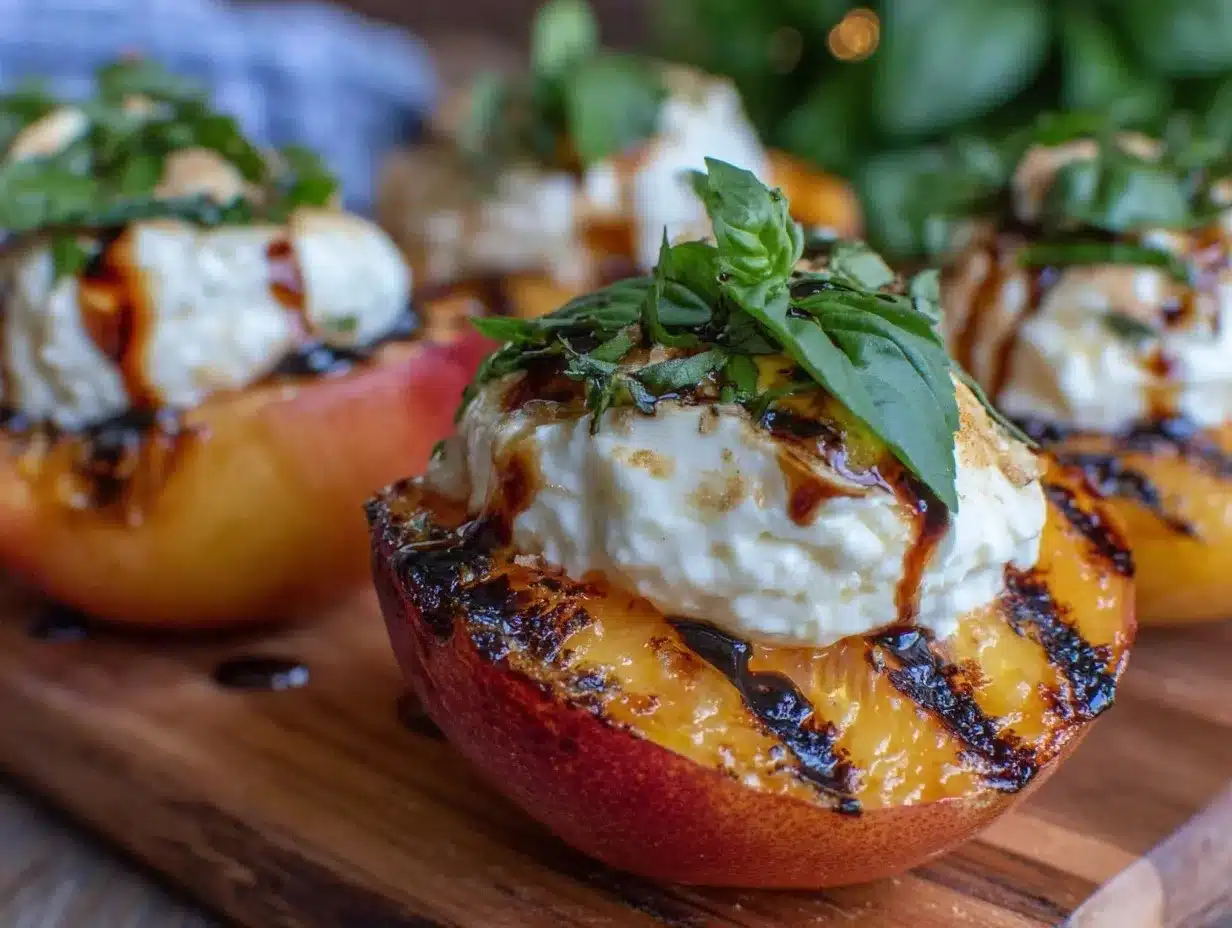 grilled peach and burrata caprese salad preparation steps