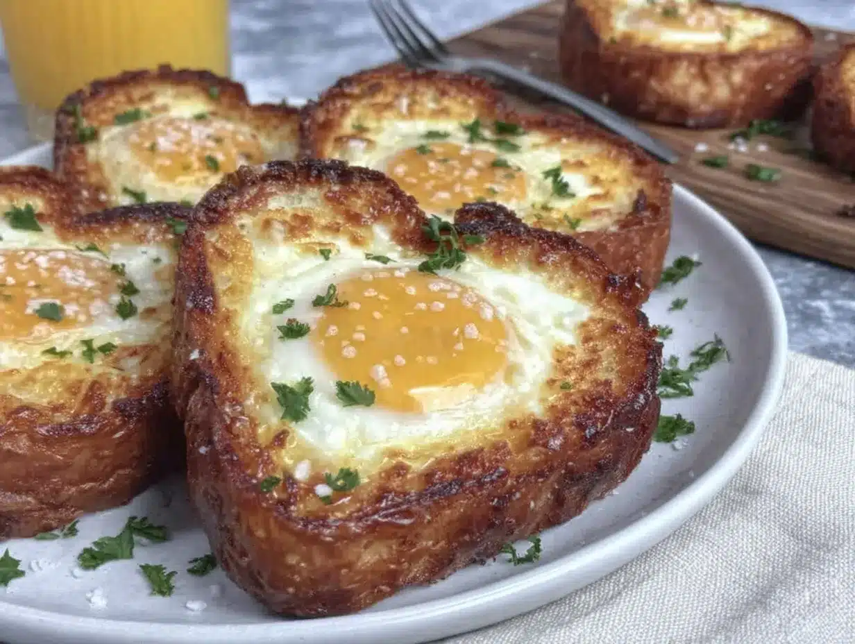 heart shaped eggs in toast preparation steps