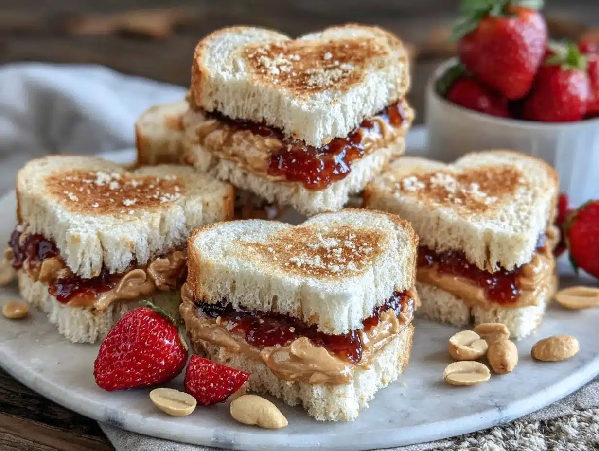 heart shaped PB&J sandwiches preparation steps