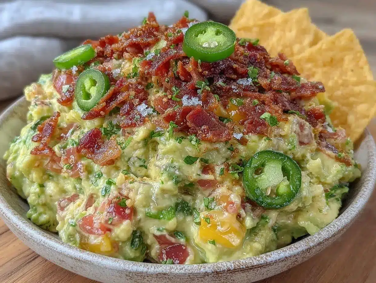 loaded guacamole with bacon preparation steps