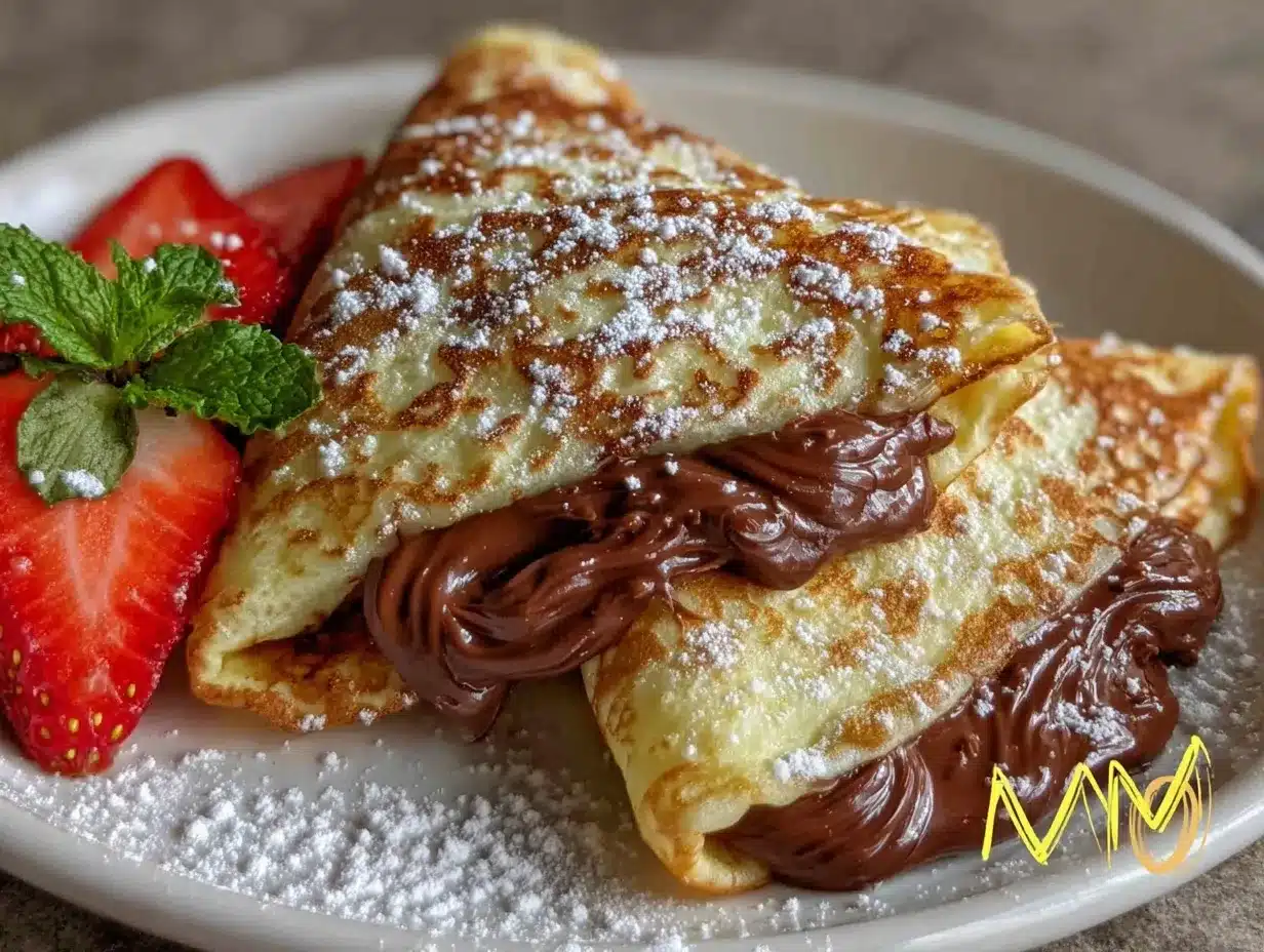 Love Letter Crepes with Nutella and Strawberries preparation steps