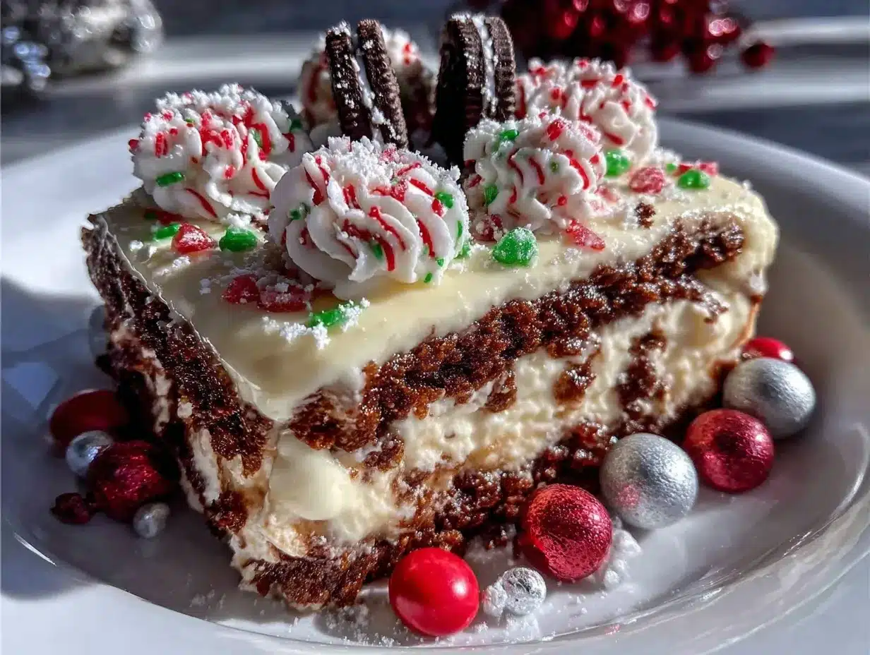 No-Bake Christmas Oreo Lasagna preparation steps