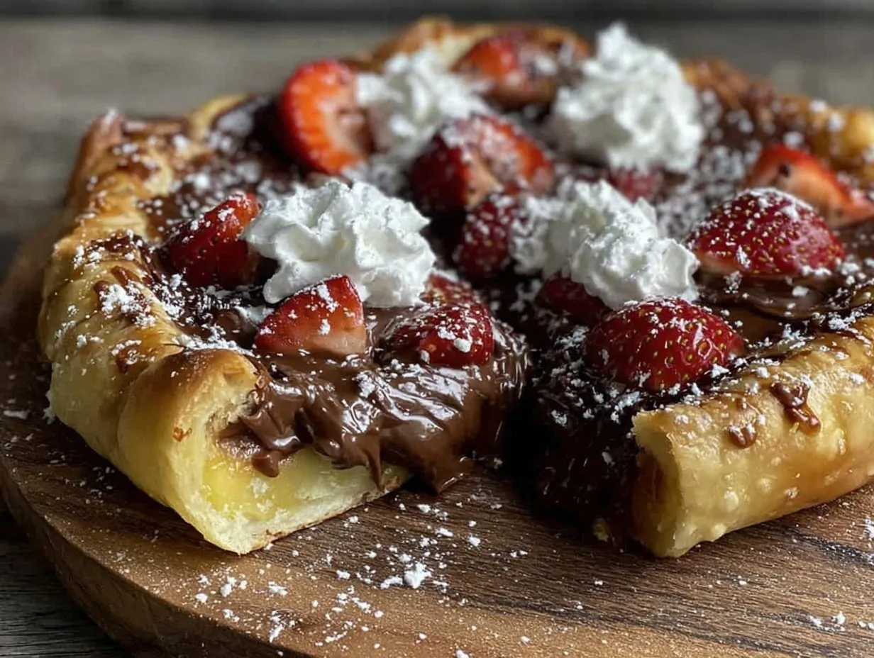 Nutella dessert pizza preparation steps