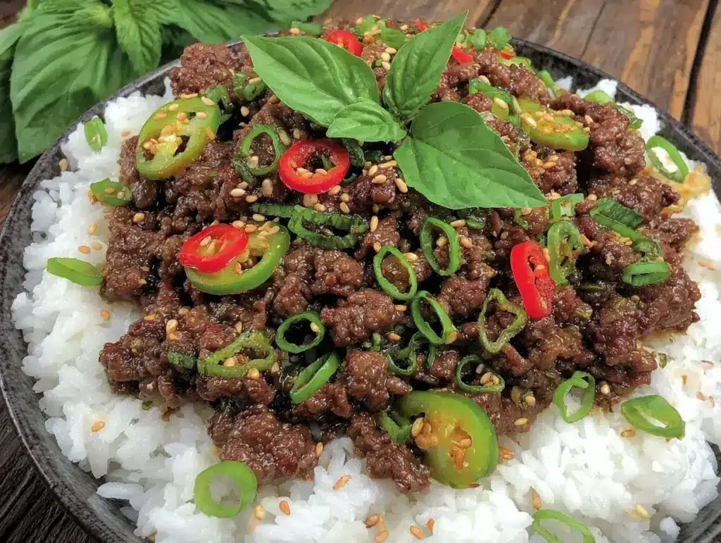 quick thai basil beef stir-fry - featured image
