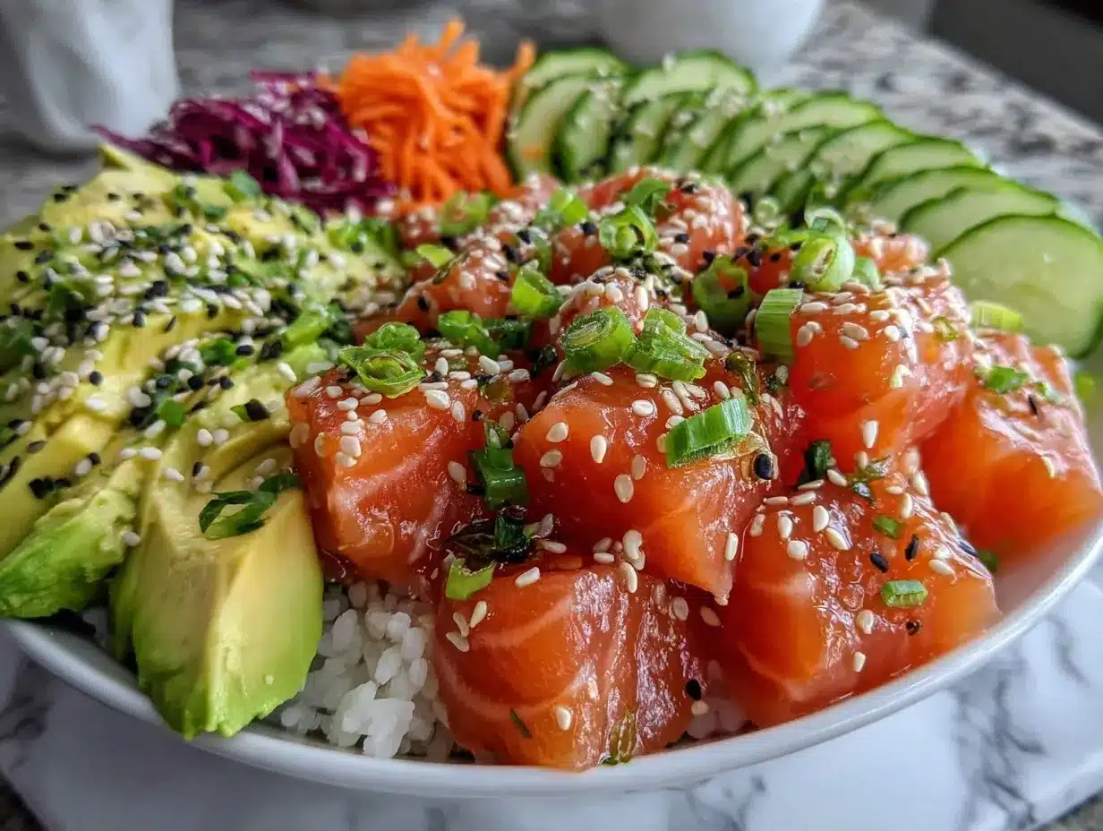 salmon avocado poke bowl preparation steps