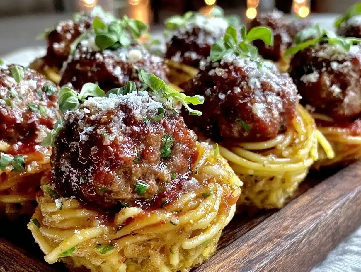 savory spaghetti and meatballs cupcakes preparation steps
