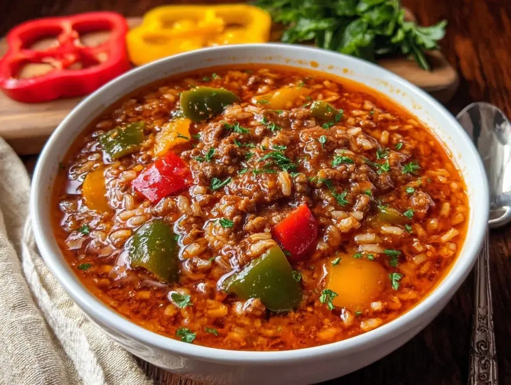 Slow Cooker Stuffed Pepper Soup - featured image