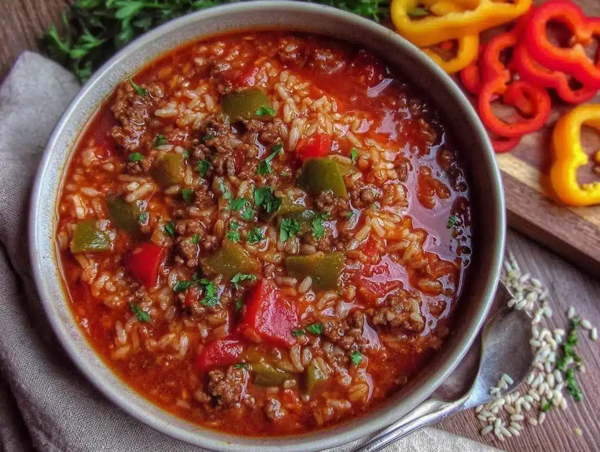Slow Cooker Stuffed Pepper Soup preparation steps