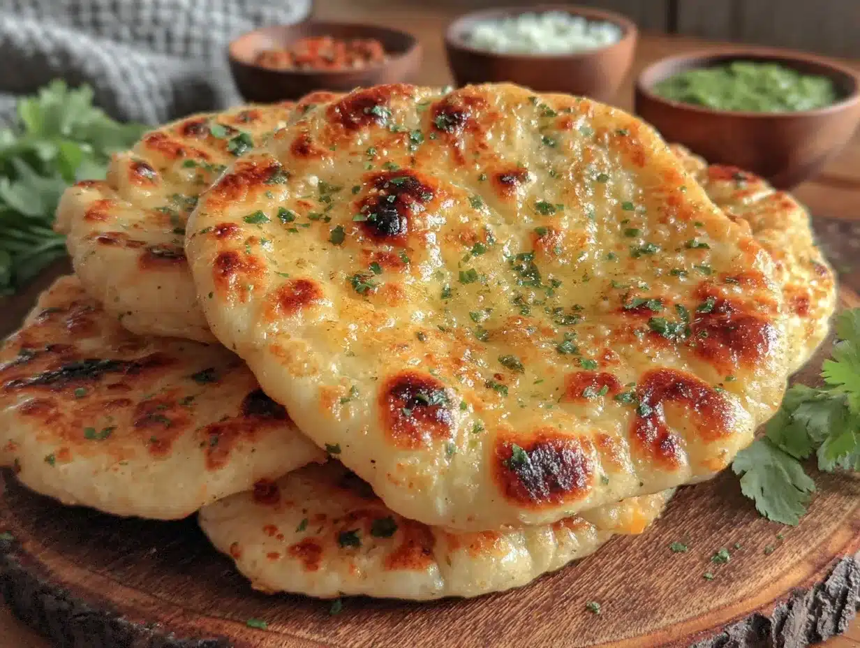 soft fluffy homemade garlic naan bread preparation steps