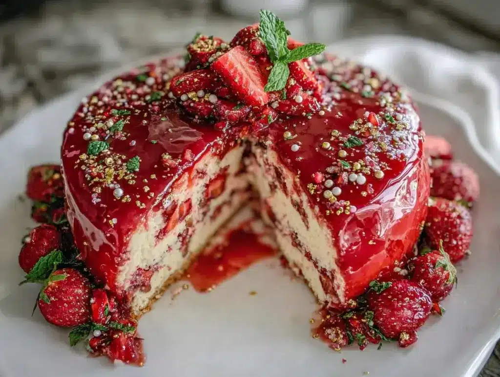 Strawberry Mirror Glaze Cake - featured image