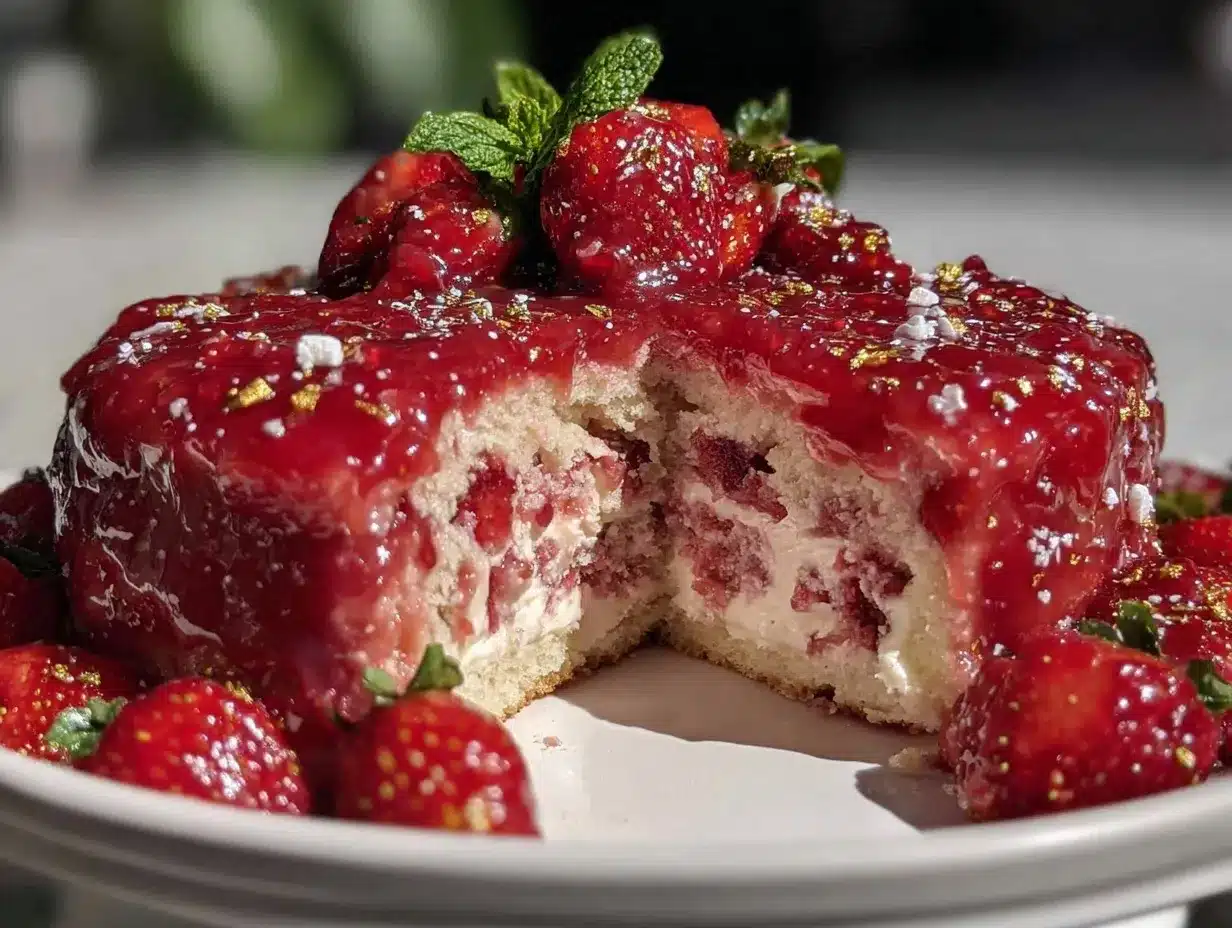 Strawberry Mirror Glaze Cake preparation steps