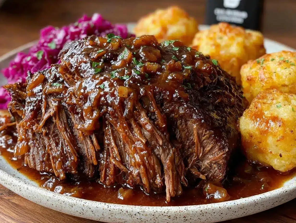 Tender Classic Sauerbraten German Pot Roast preparation steps