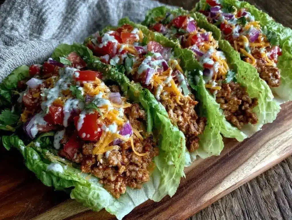 turkey lettuce wrap tacos - featured image