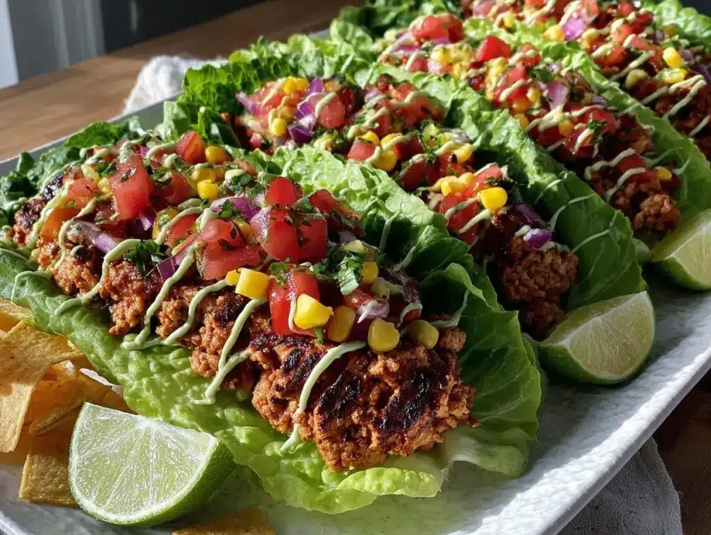 turkey lettuce wrap tacos - featured image