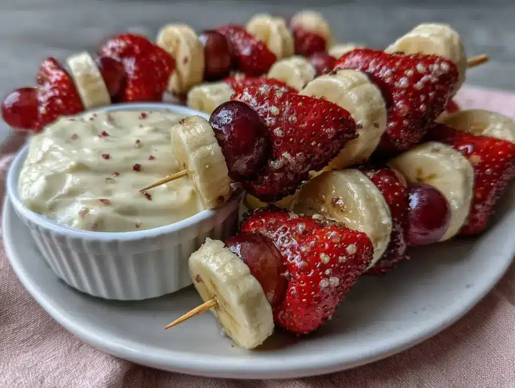 Valentines fruit kabobs with yogurt dip - featured image