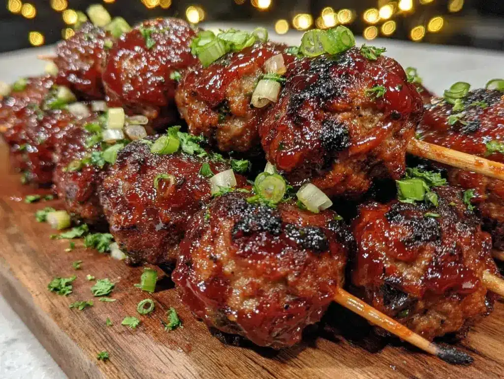 bbq meatball skewers - featured image