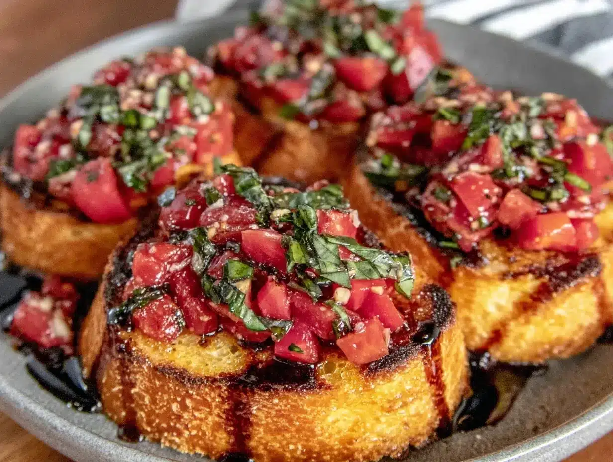 bruschetta with fresh tomatoes and basil preparation steps