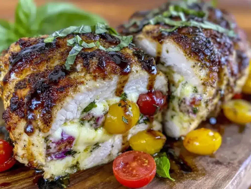 caprese stuffed chicken - featured image