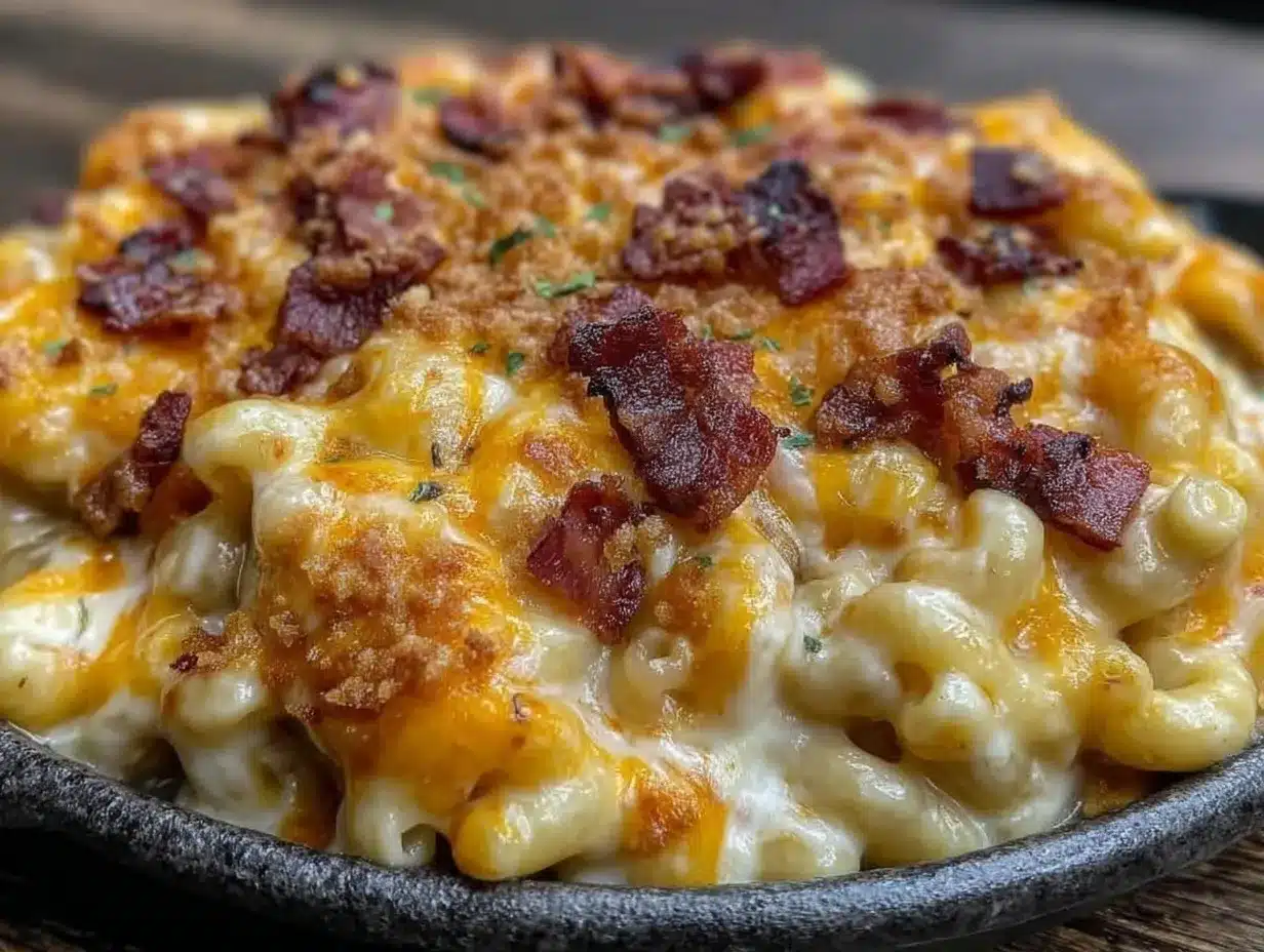 creamy baked mac and cheese with bacon preparation steps