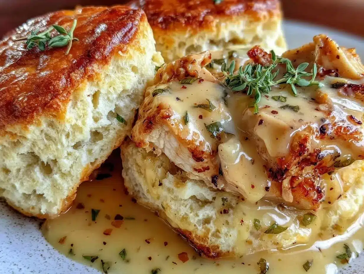 creamy chicken and fluffy biscuits preparation steps