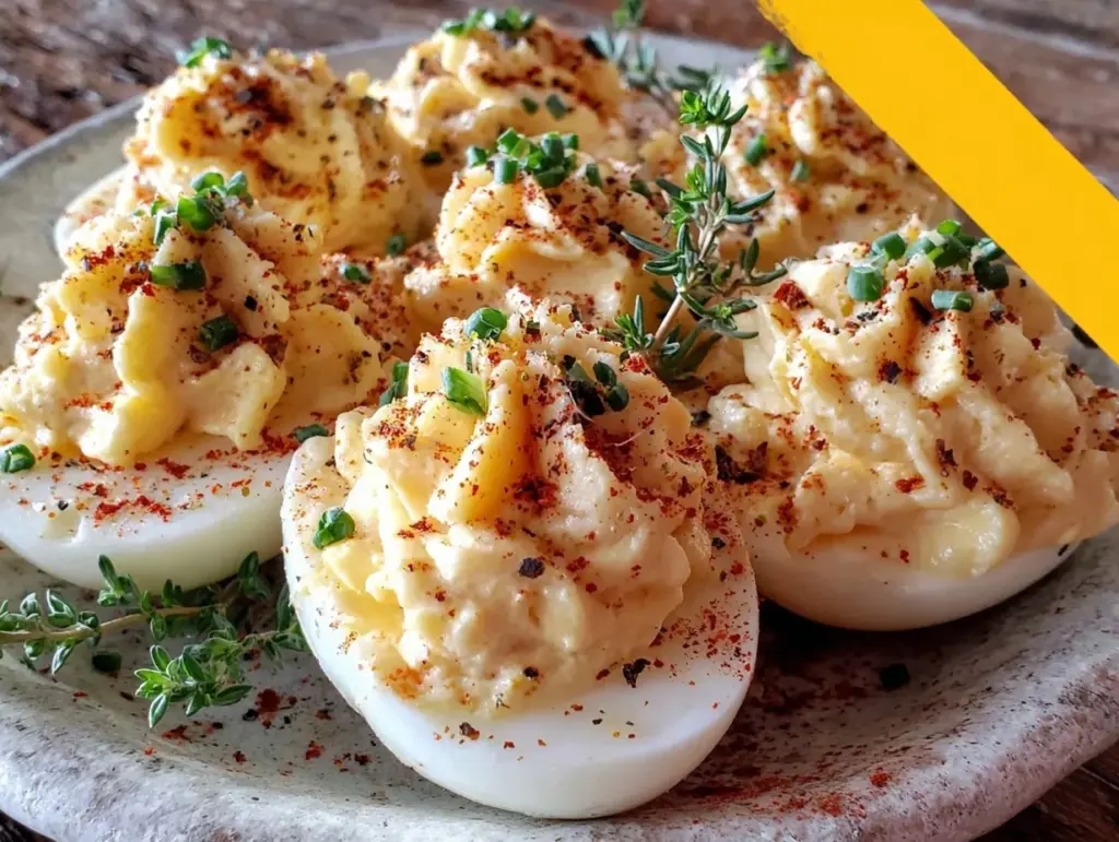 creamy classic deviled eggs recipe - featured image