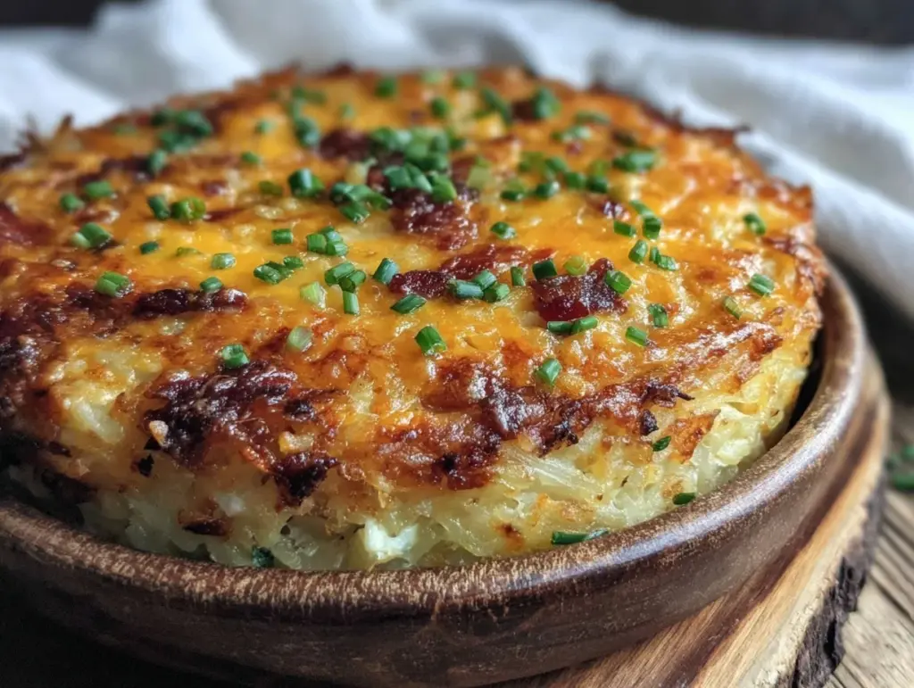 crispy cheesy hashbrown casserole - featured image