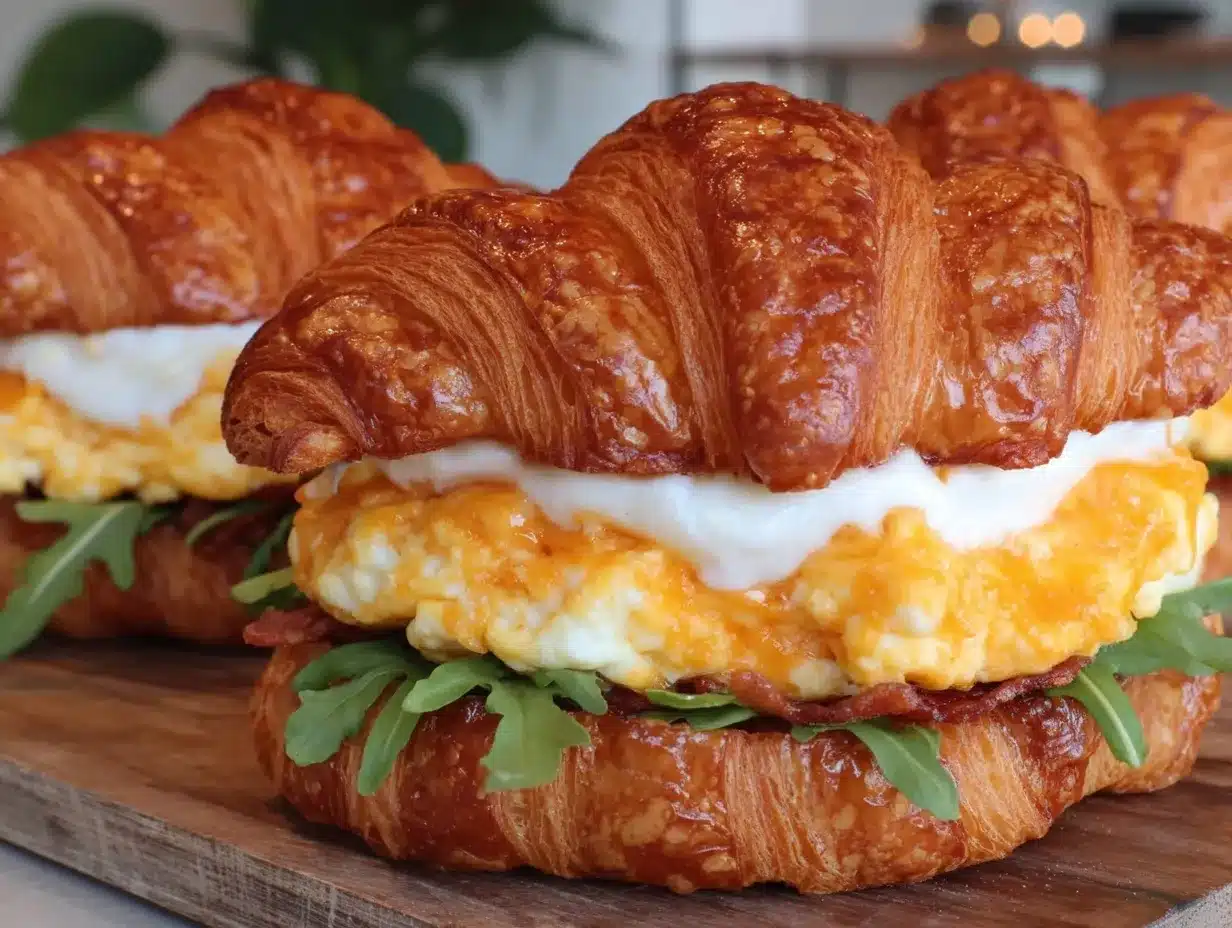 crispy croissant breakfast sandwiches preparation steps