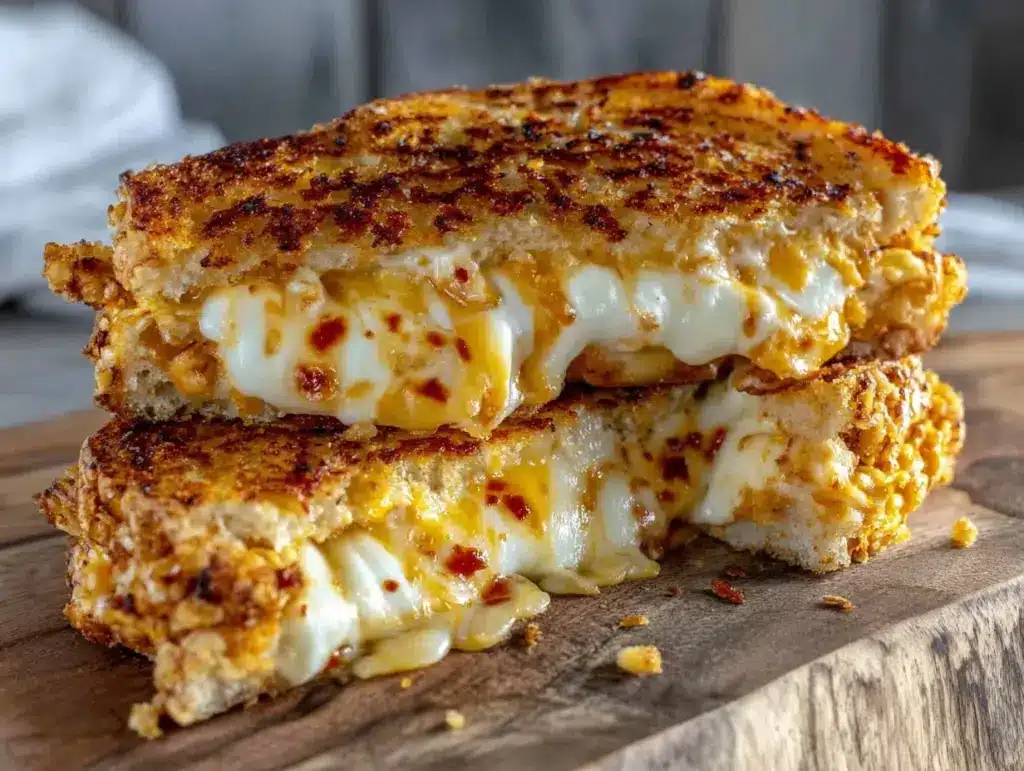 crispy gooey grilled cheese sandwich - featured image