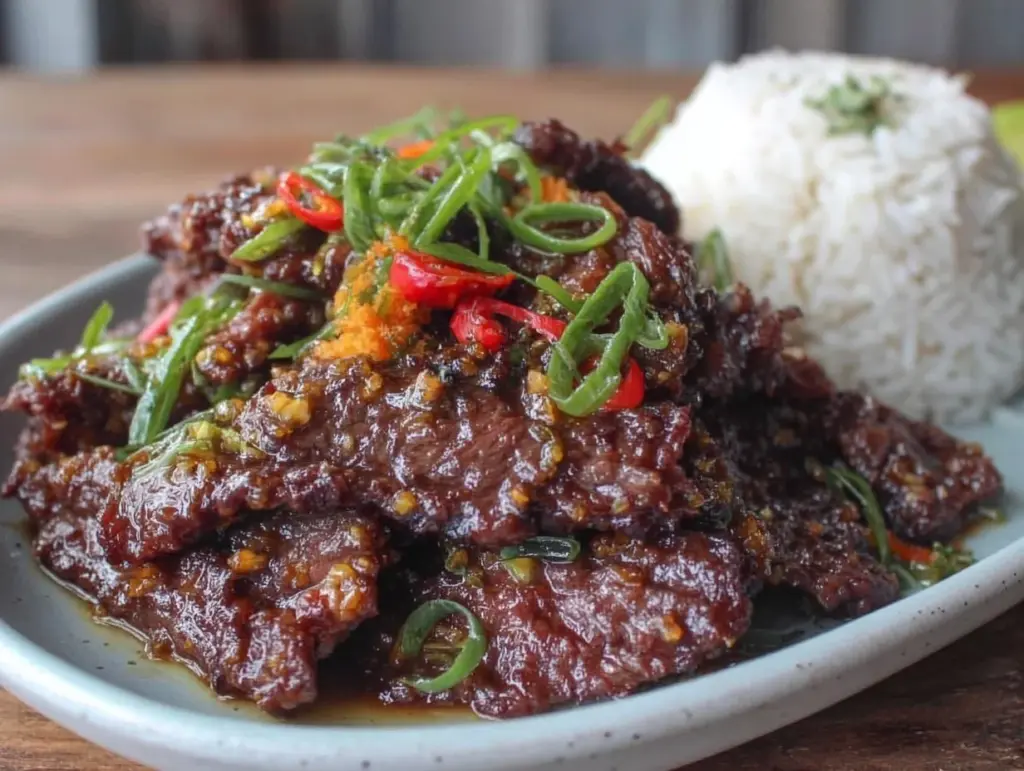 crispy mongolian beef - featured image