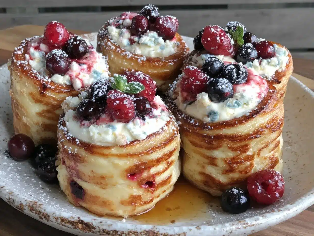 blueberry cream cheese french toast roll-ups preparation steps