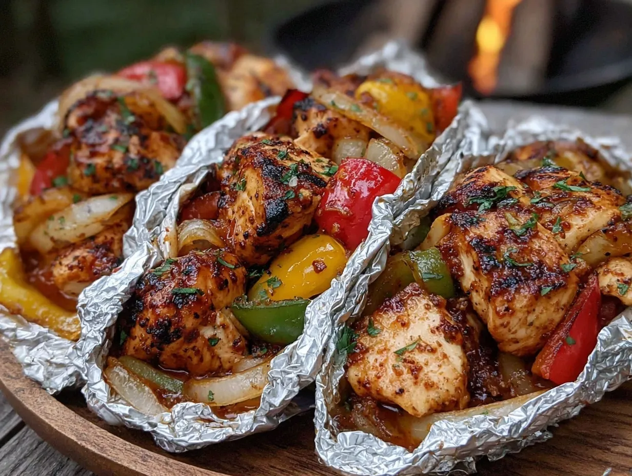campfire foil packet chicken fajitas preparation steps
