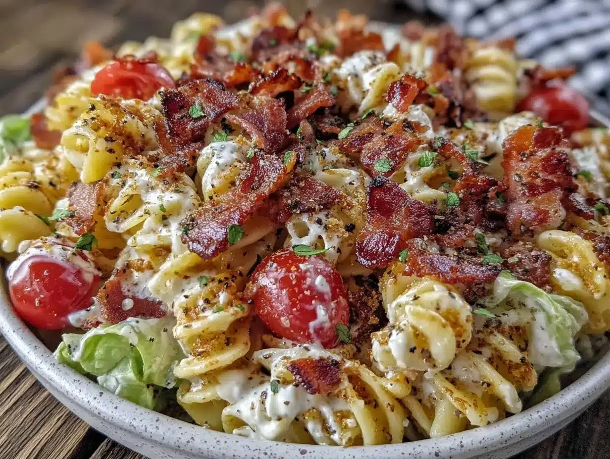 creamy blt pasta salad preparation steps