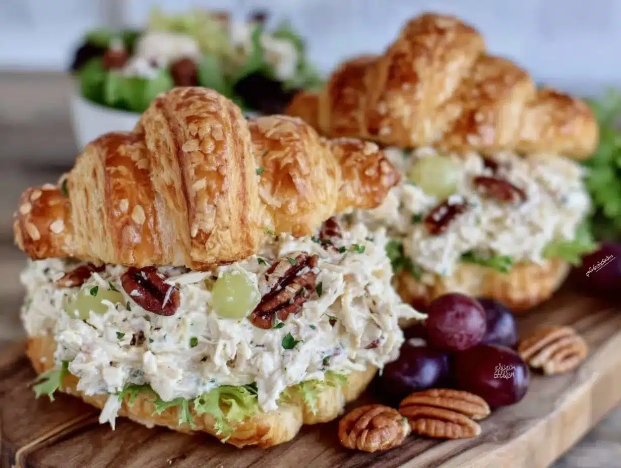 creamy chicken salad croissant sandwich preparation steps