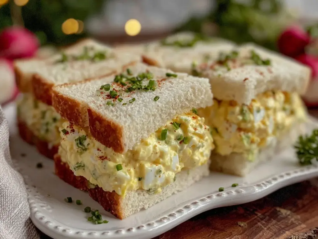 creamy classic egg salad tea sandwiches - featured image