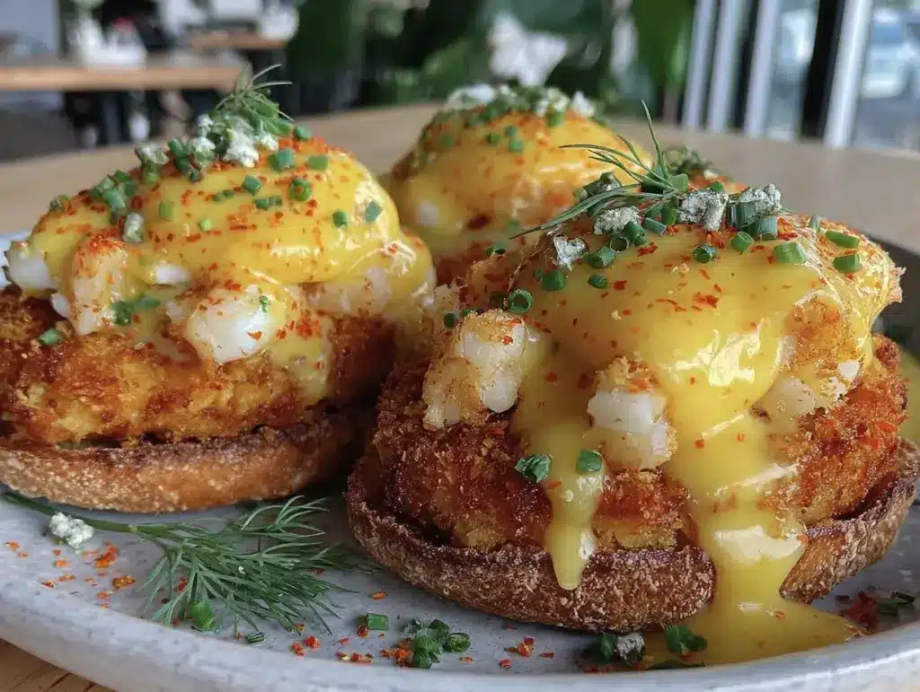 creamy crab benedict - featured image