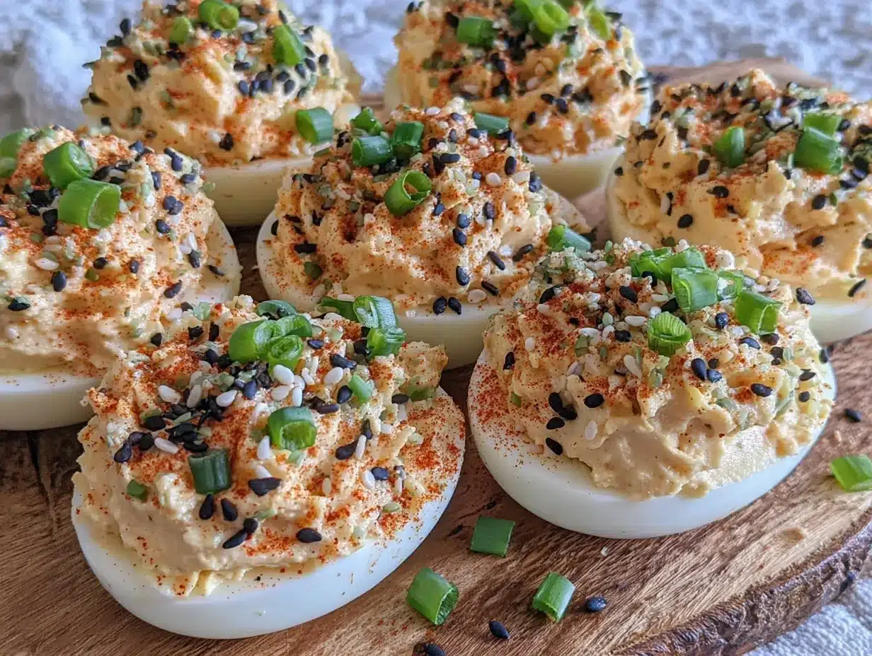 creamy everything bagel deviled eggs preparation steps