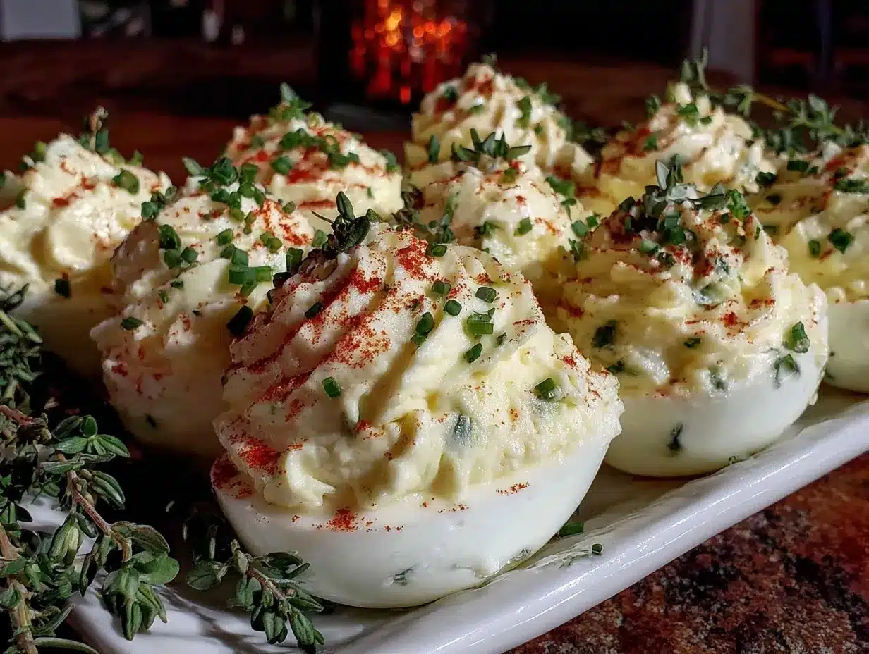 creamy herb cream cheese deviled eggs preparation steps
