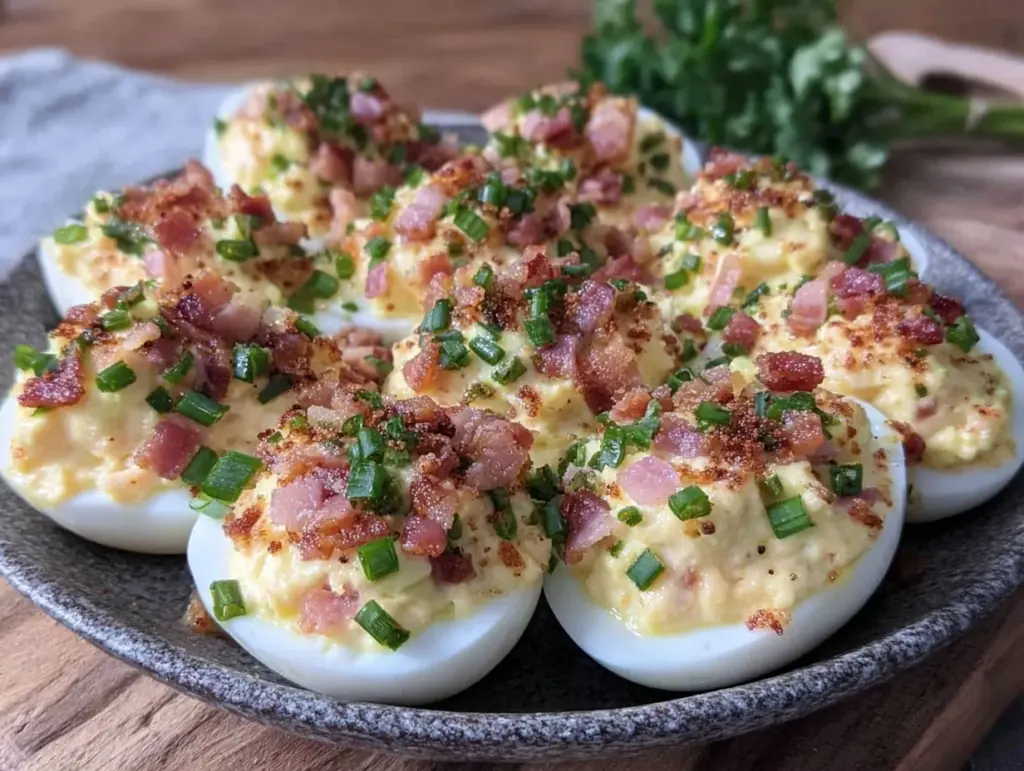 creamy jalapeño popper deviled eggs - featured image