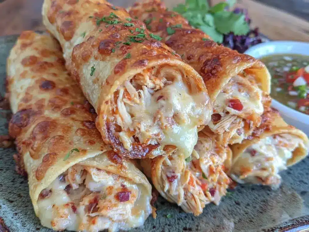 crispy air fryer chicken taquitos - featured image