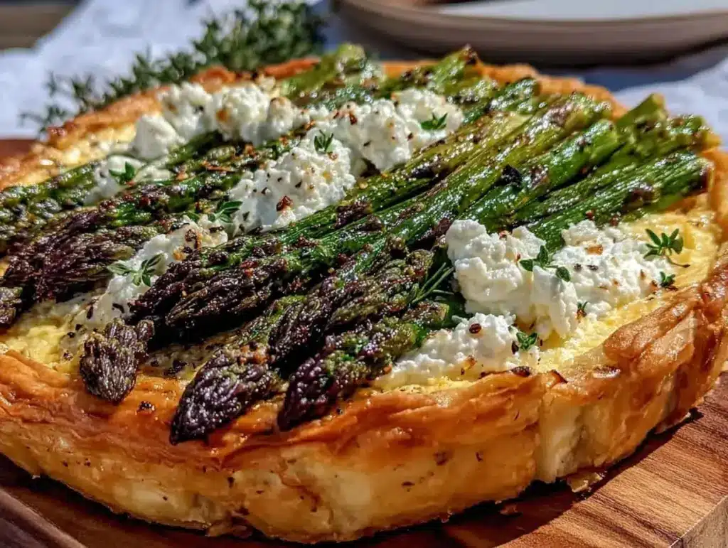 crispy asparagus and creamy goat cheese tart - featured image