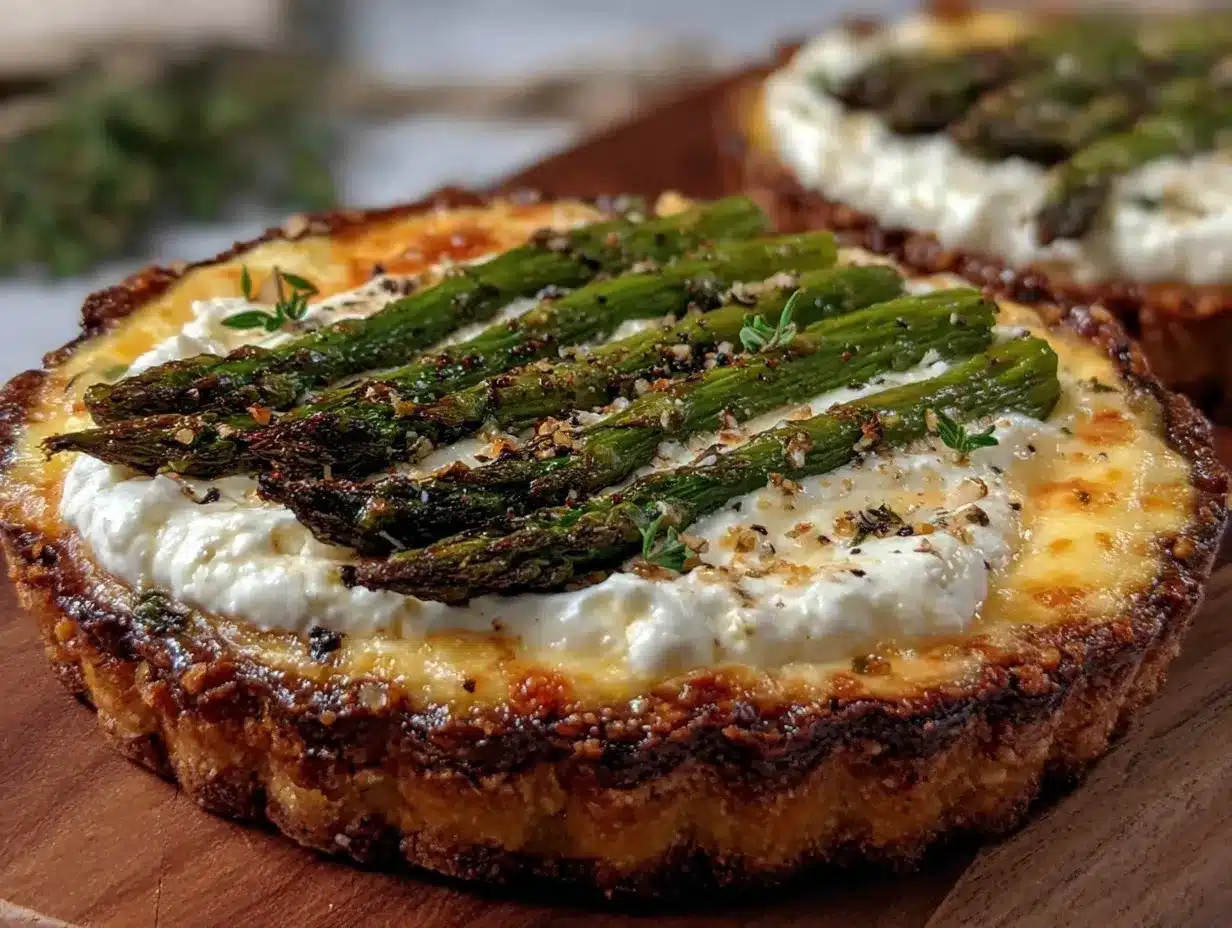 crispy asparagus and creamy goat cheese tart preparation steps