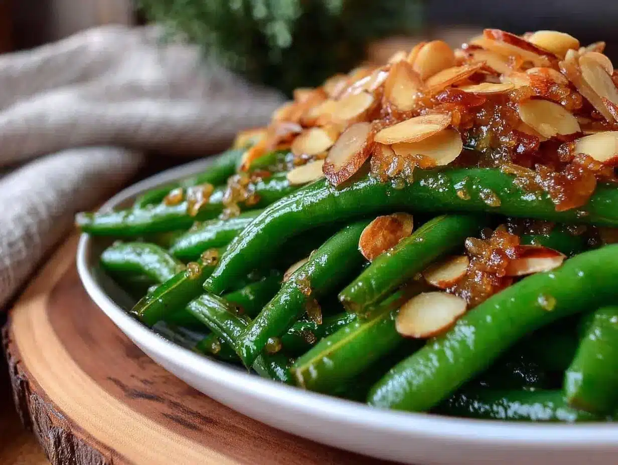 crispy garlic butter green beans with almonds preparation steps