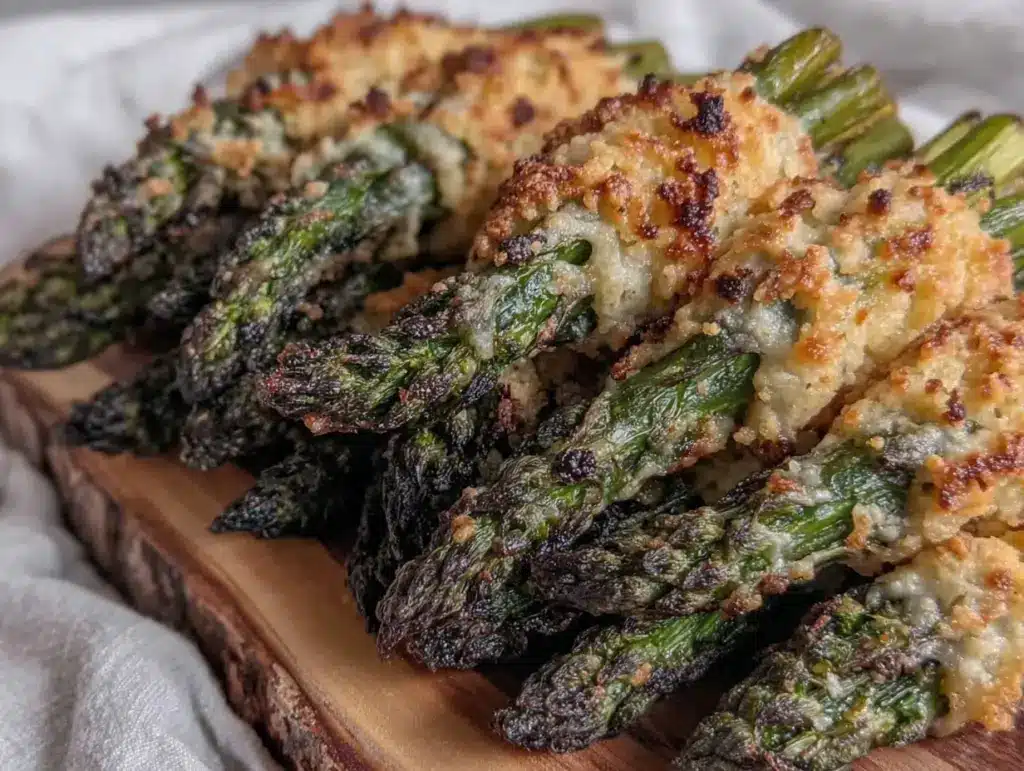 crispy parmesan roasted asparagus bundles - featured image