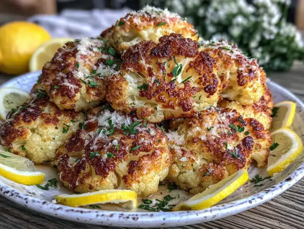 crispy parmesan roasted cauliflower - featured image