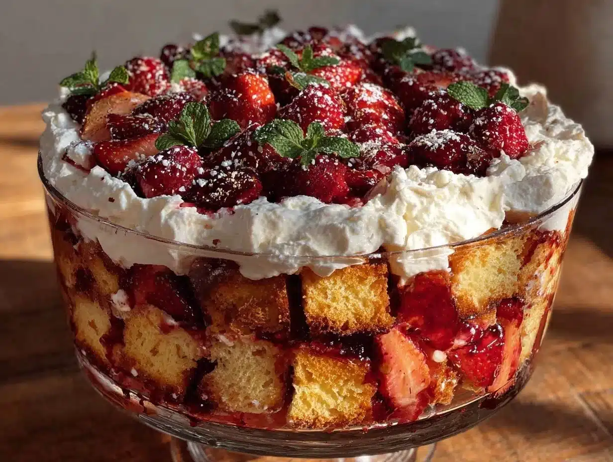 easy layered strawberry shortcake trifle preparation steps