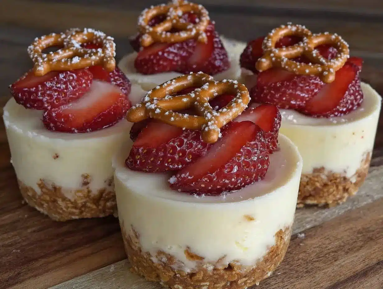 Easy No-Bake Strawberry Pretzel Dessert Cups preparation steps
