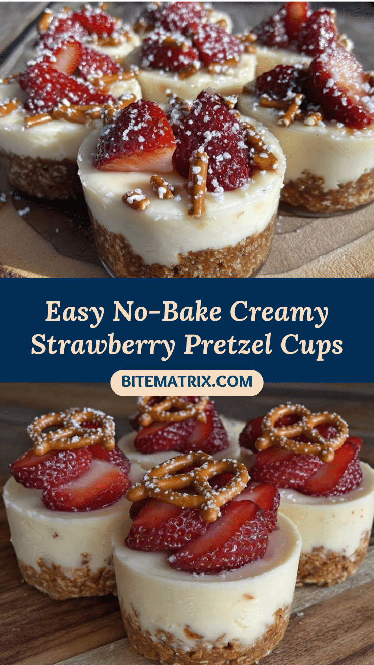 Easy No-Bake Strawberry Pretzel Dessert Cups recipe