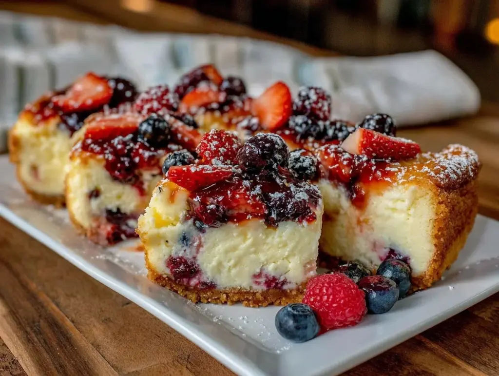 flag berry cheesecake bars - featured image