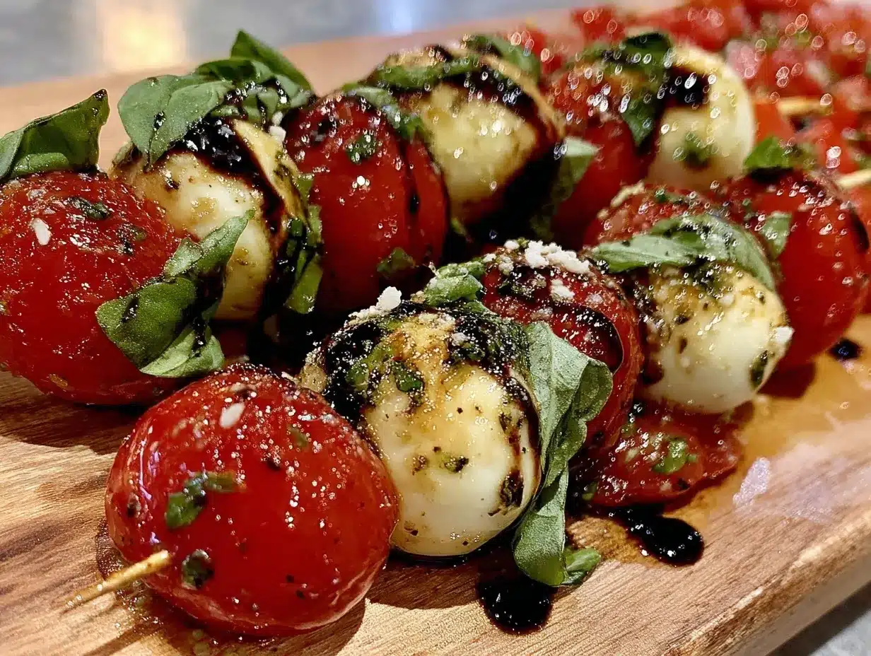 fresh caprese salad skewers preparation steps