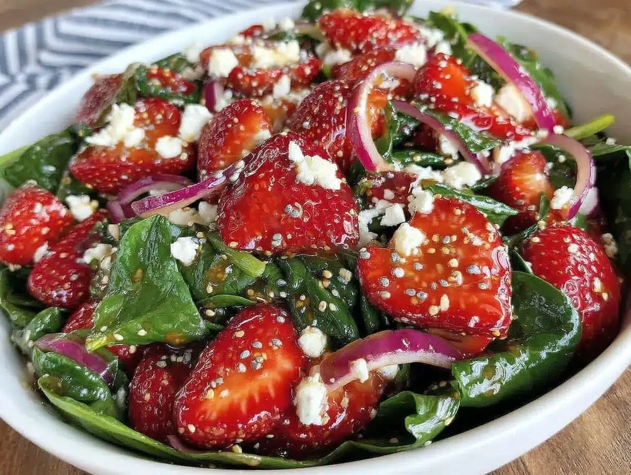 fresh strawberry poppy seed spinach salad preparation steps